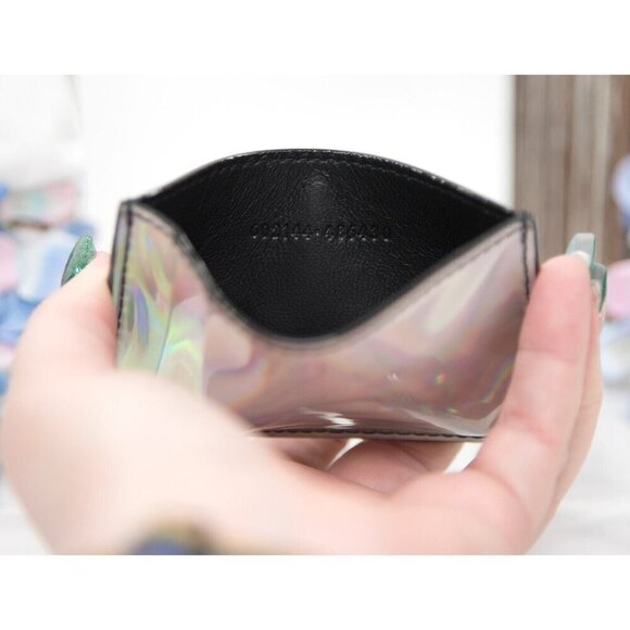 Alexander McQueen Ribcage Iridescent Leather Logo Card Case Mini Wallet NWT - Picture 5 of 5
